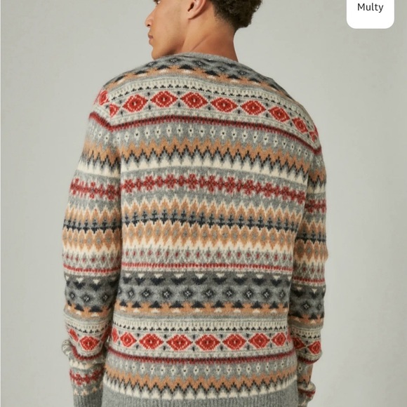 🔥NWOT Lucky Brand Men's Intarsia Nordic Sweater. Size M - Picture 4 of 13